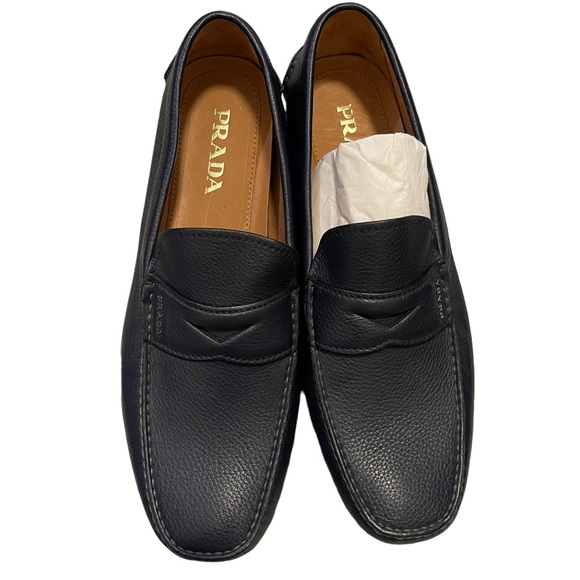 Prada Blue Leather Driving Loafers NWT size 11 - Picture 2 of 4